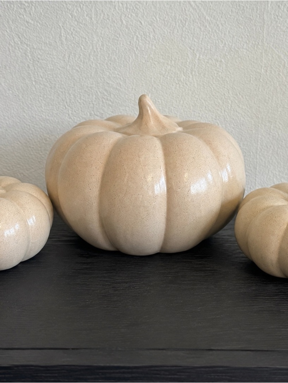 Neutral Ceramic Pumpkin Decor - Beige Fall Accent